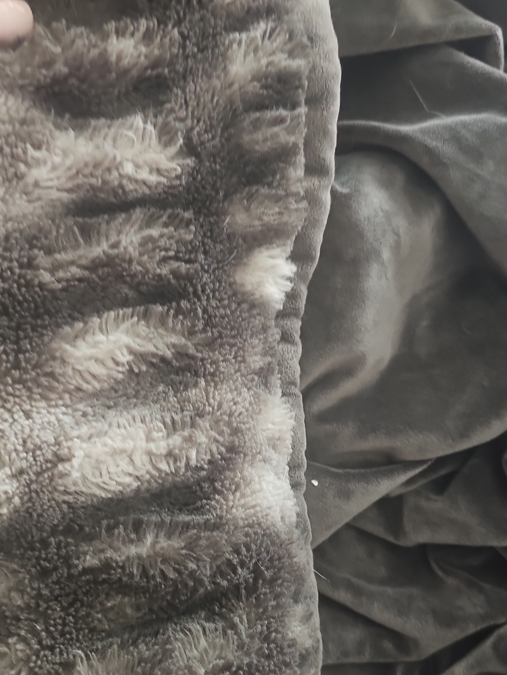 Plush Faux Fur Reversible Throw Blanket in Gray and Brown And Cream